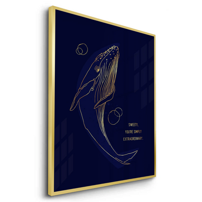 Golden Whale Line Art - Fine Art