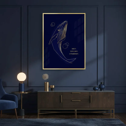 Golden Whale Line Art - Fine Art