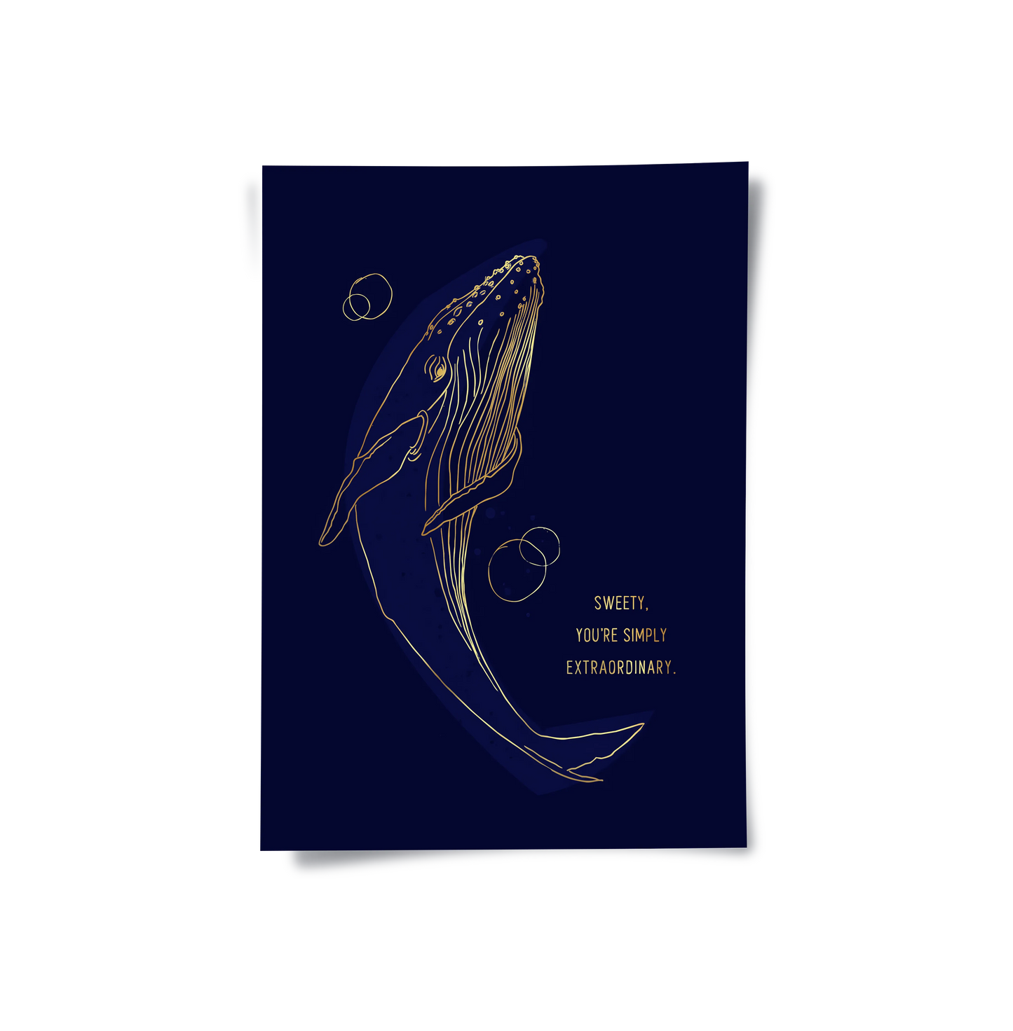 2Golden Whale Line Art - Poster