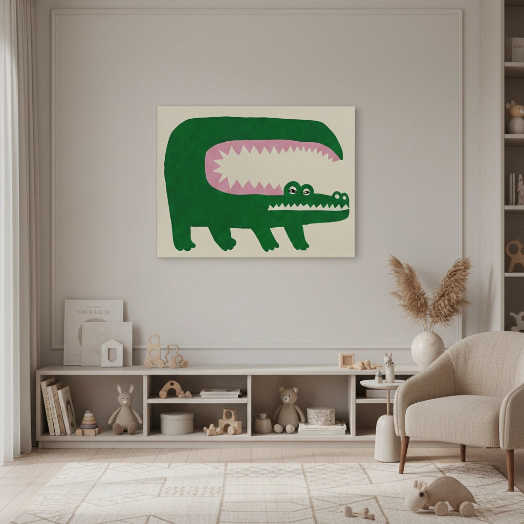 Green Crocodile - Canvas