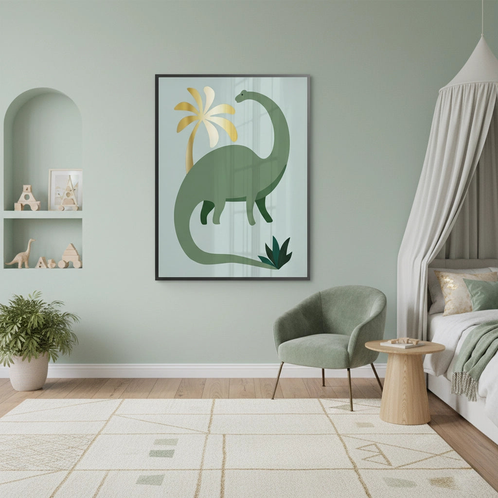 Green Dinosaur - Fine Art - Jasmineart.ae