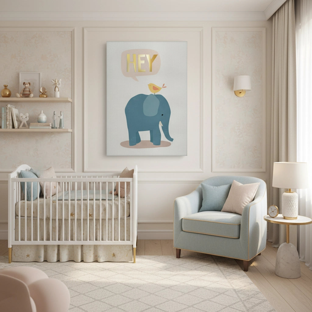 HEY Elephant and Bird - Canvas - Jasmineart.ae