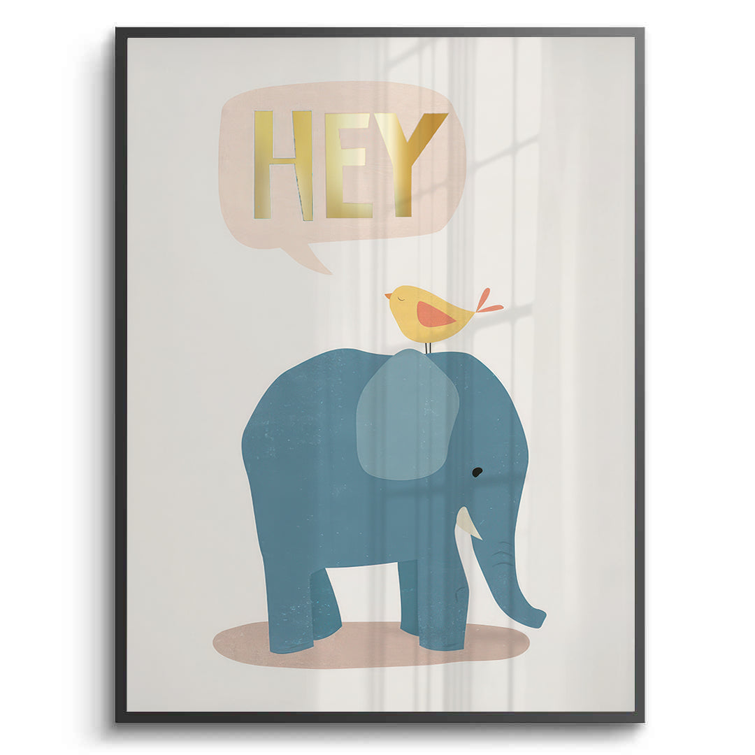 2HEY Elephant and Bird - Fine Art