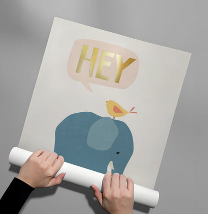 HEY Elephant and Bird - Poster