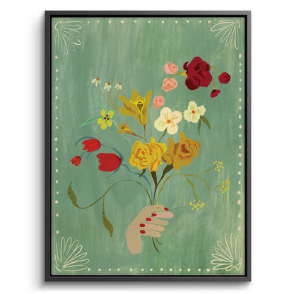 Hand Holding Wildflower Bouquet - Canvas