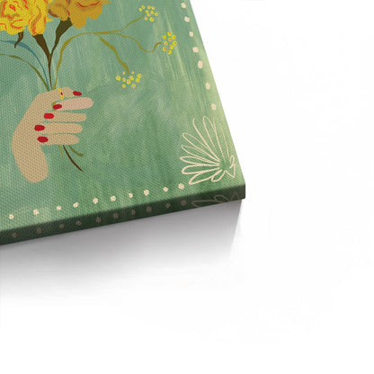 Hand Holding Wildflower Bouquet - Canvas