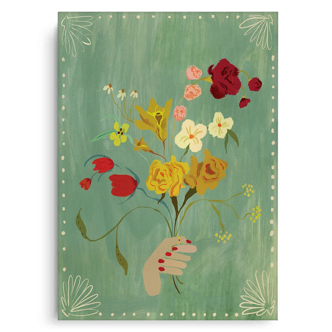 2Hand Holding Wildflower Bouquet - Canvas
