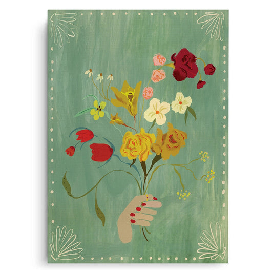 Hand Holding Wildflower Bouquet - Canvas