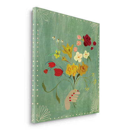 Hand Holding Wildflower Bouquet - Canvas