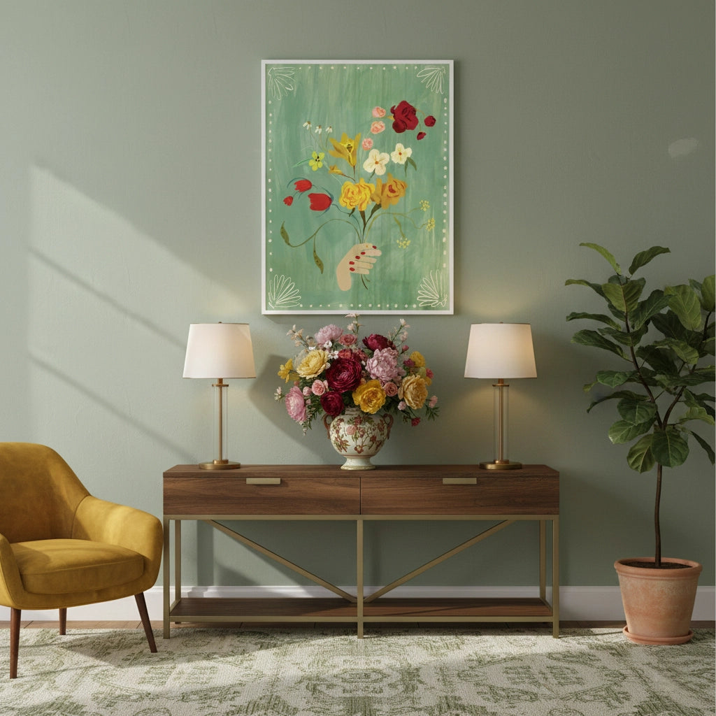 2Hand Holding Wildflower Bouquet - Fine Art