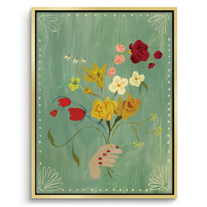 Hand Holding Wildflower Bouquet - Canvas