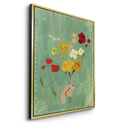 Hand Holding Wildflower Bouquet - Canvas