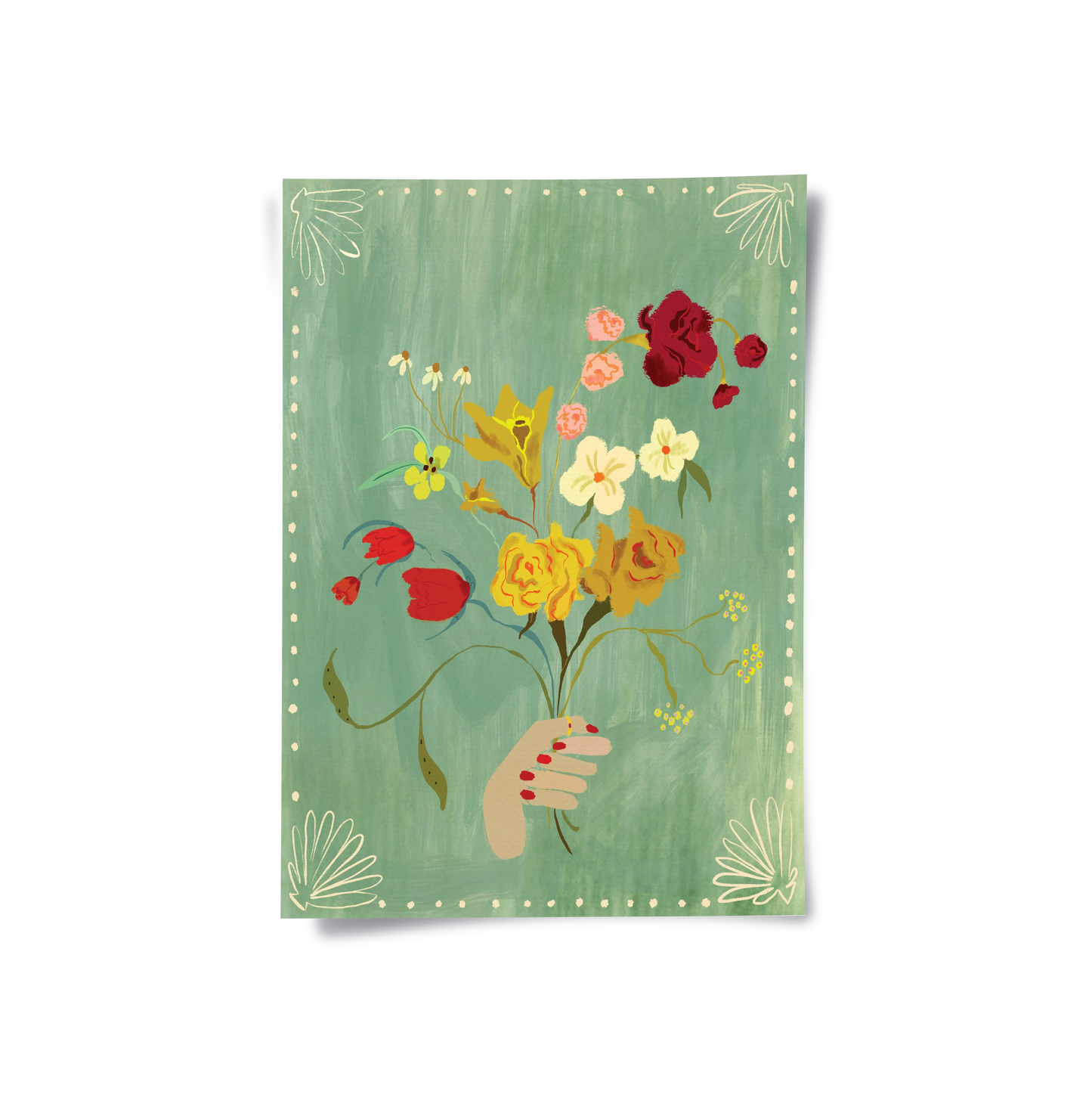 2Hand Holding Wildflower Bouquet - Poster