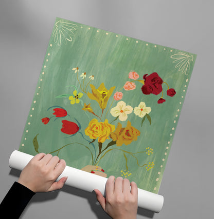 Hand Holding Wildflower Bouquet - Poster