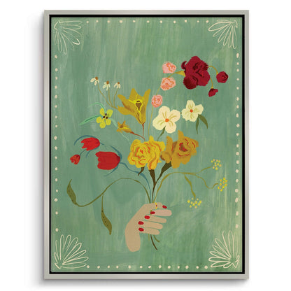 Hand Holding Wildflower Bouquet - Canvas