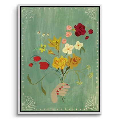 Hand Holding Wildflower Bouquet - Canvas