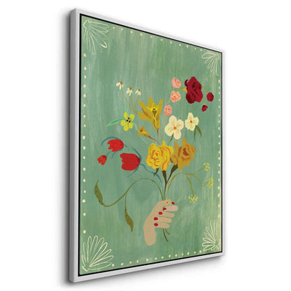 Hand Holding Wildflower Bouquet - Canvas