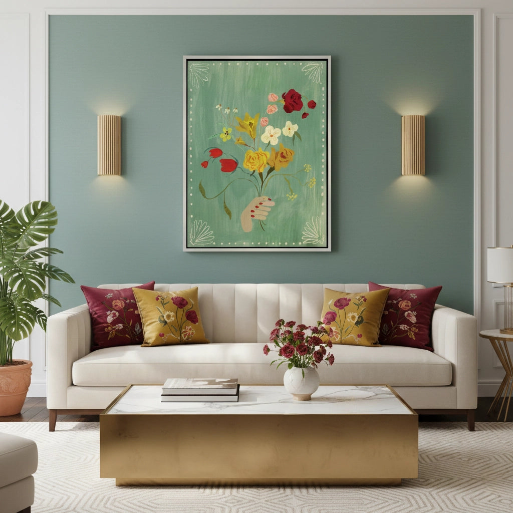 2Hand Holding Wildflower Bouquet - Canvas