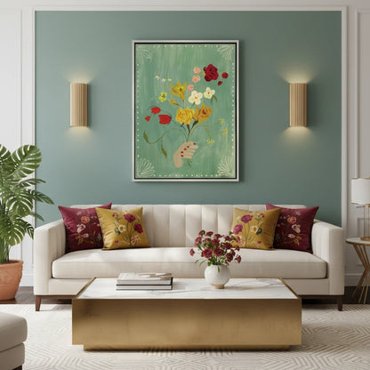 Hand Holding Wildflower Bouquet - Canvas