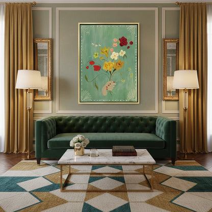 Hand Holding Wildflower Bouquet - Canvas