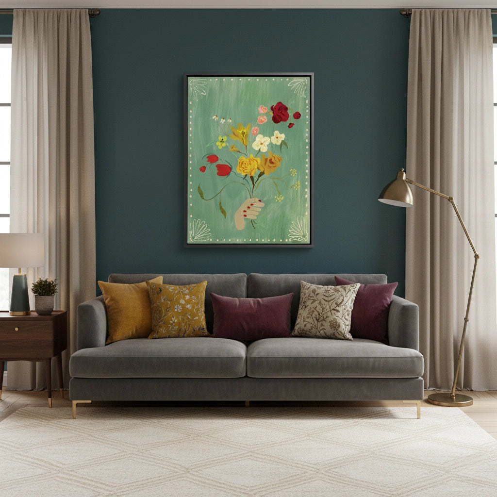 2Hand Holding Wildflower Bouquet - Canvas