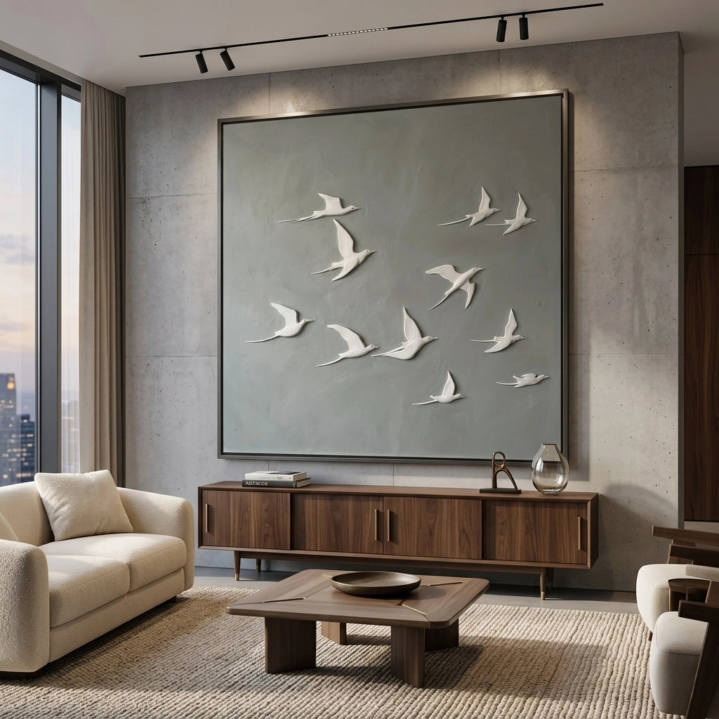 2Abstract Horizon Wings canvas with horizon tones and elegant wing-like forms