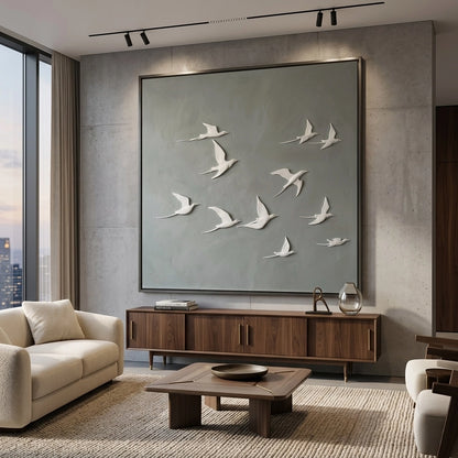 Abstract Horizon Wings canvas with horizon tones and elegant wing-like forms