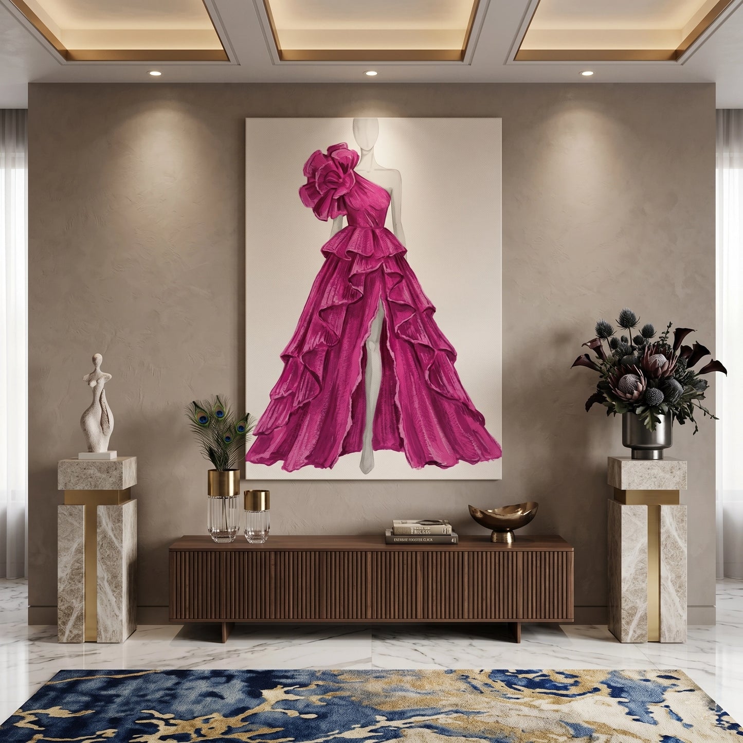 2Hot Pink Gown - Canvas