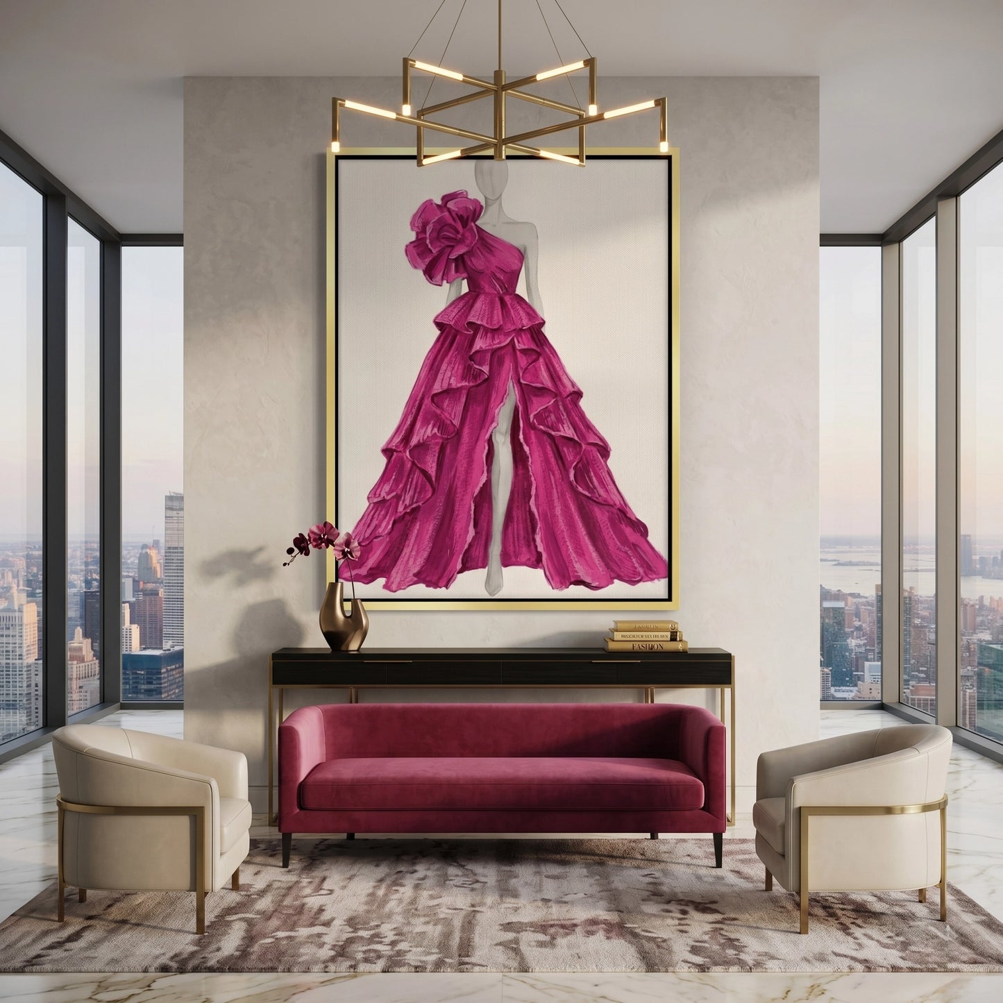 2Hot Pink Gown - Canvas