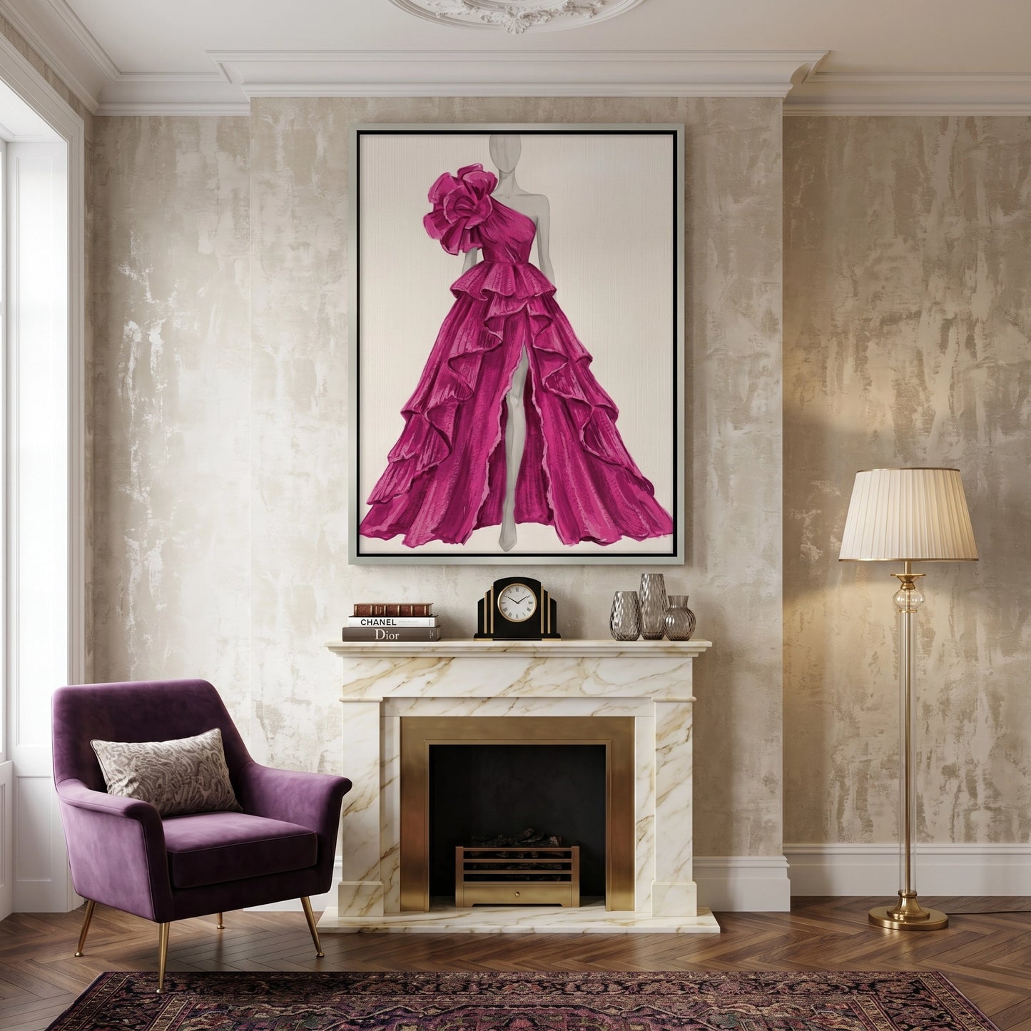 2Hot Pink Gown - Canvas