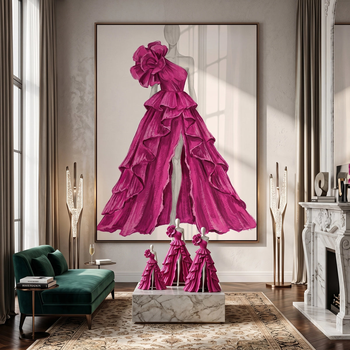 Hot Pink Gown - Fine Art