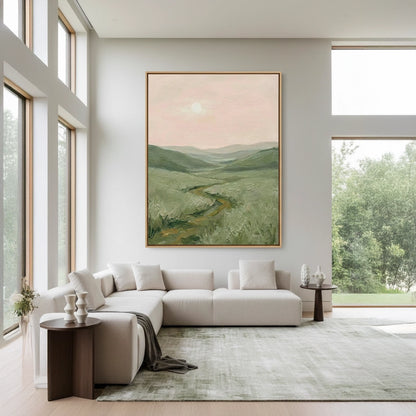 Impasto Green Hillside Painting #IGHI440