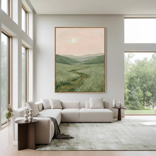 Impasto Green Hillside Painting #IGHI440