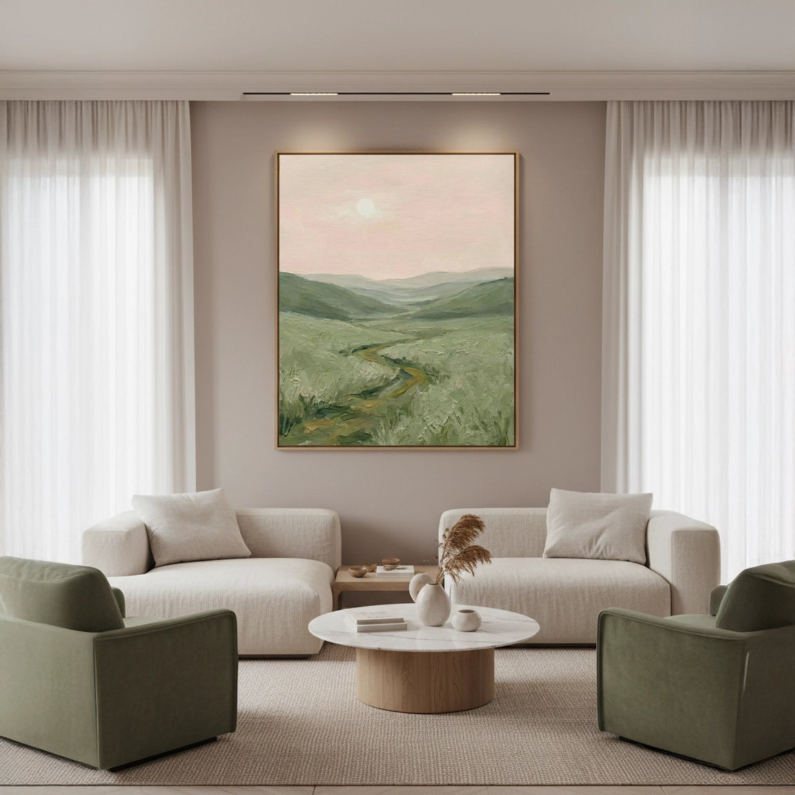 2Impasto Green Hillside Painting #IGHI440
