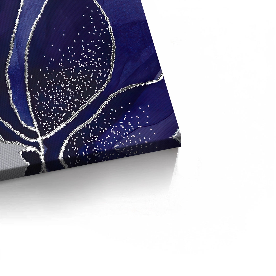 2Indigo Sparkle Floral Set of 2 - Canvas