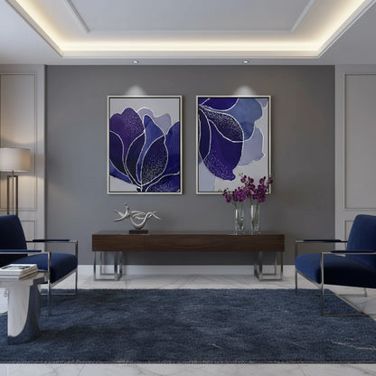 Indigo Sparkle Floral Set of 2 - Canvas