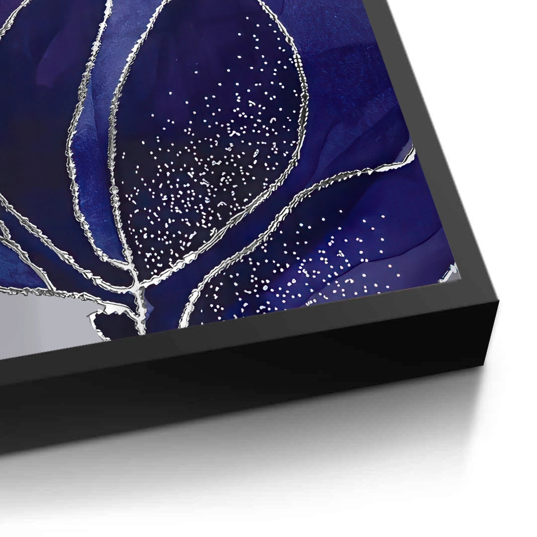 2Indigo Sparkle Floral Set of 2 - Fine Art
