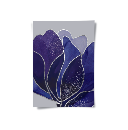 Indigo Sparkle Floral Set of 2 - Poster