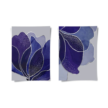 Indigo Sparkle Floral Set of 2 - Poster