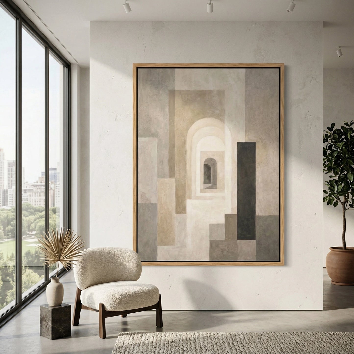 2Boutique hotel lobby in Dubai utilizing the InfiniteArchesAbstract structural wall design for a grand, rhythmic aesthetic.