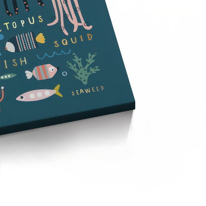 Kids Educational Sea Animals - Canvas