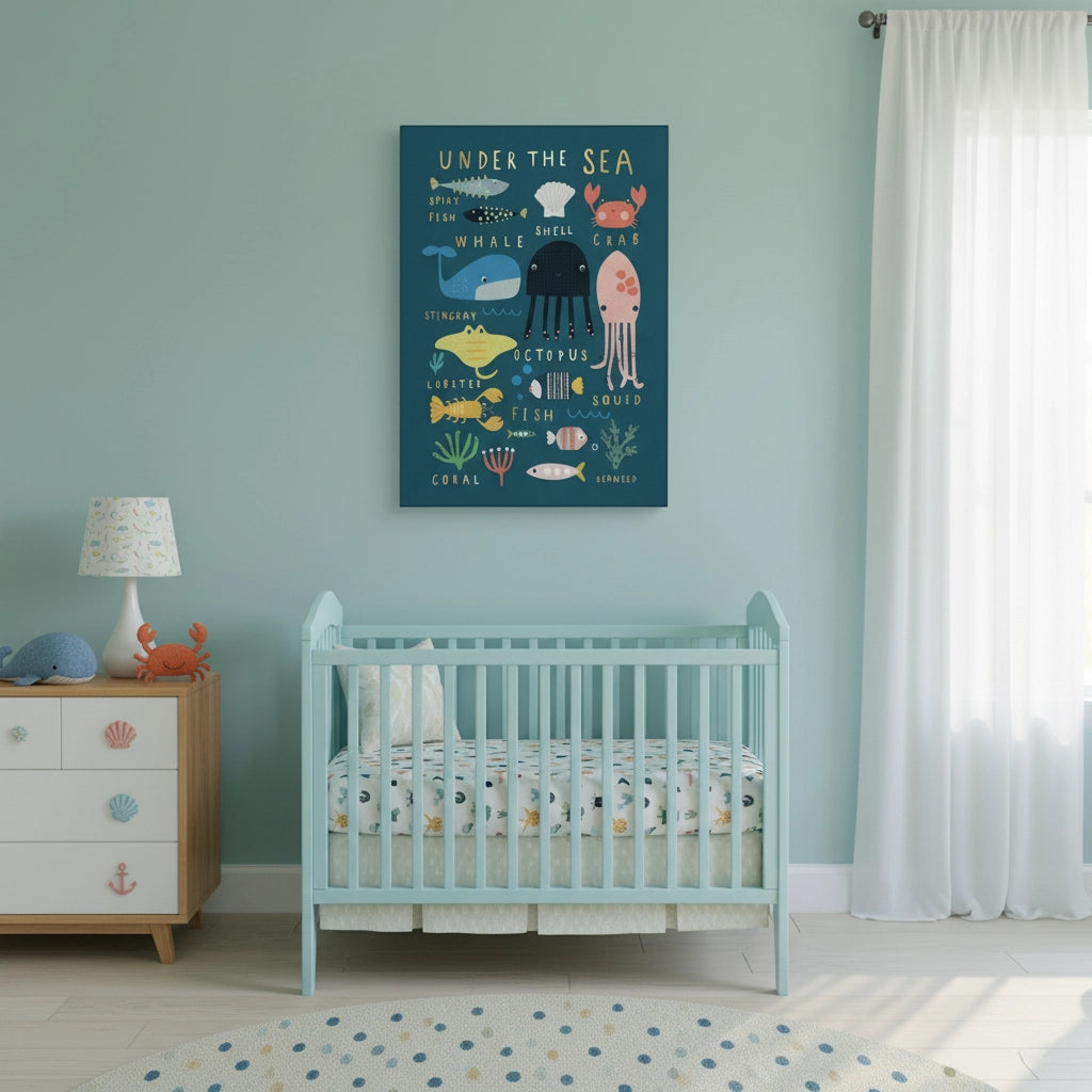 Kids Educational Sea Animals - Canvas - Jasmineart.ae