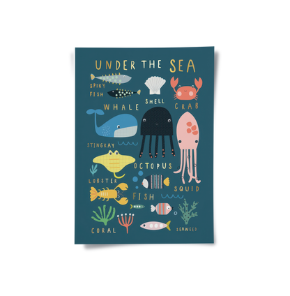 Kids Educational Sea Animals - Poster