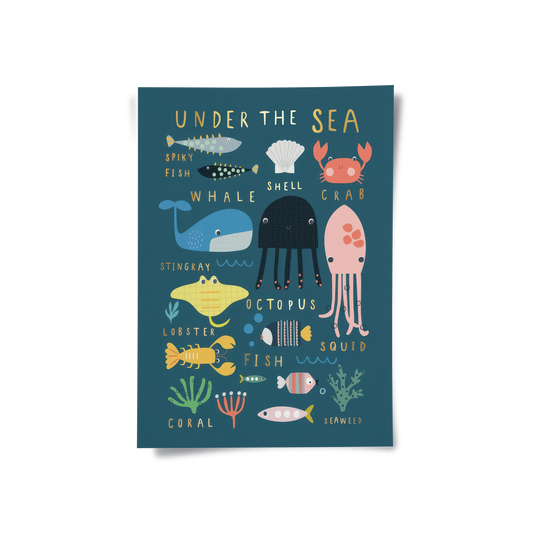 Kids Educational Sea Animals - Poster