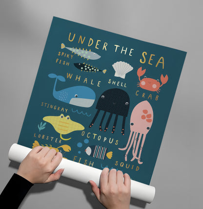 Kids Educational Sea Animals - Poster
