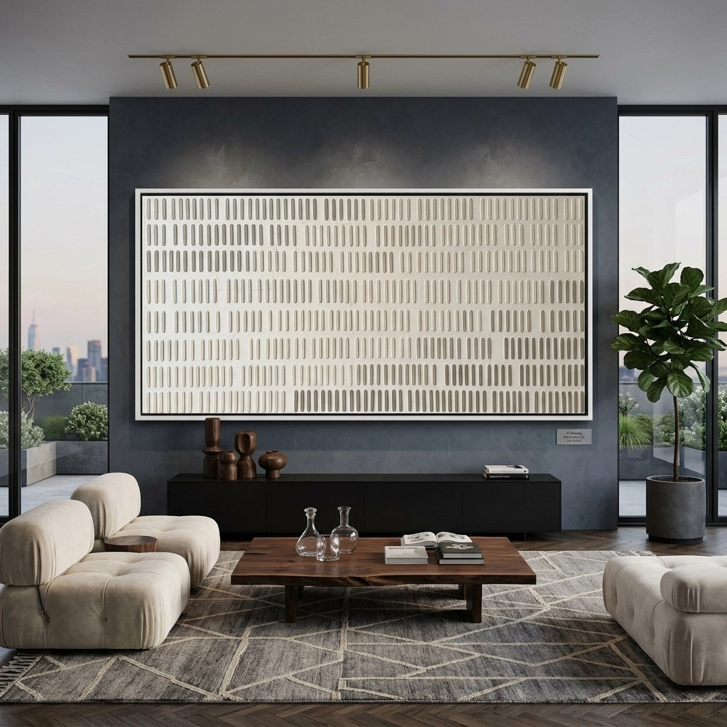 2Contemporary 'Linear Rhythm' abstract art with a sense of structural movement, premium wall decor available in the UAE.
