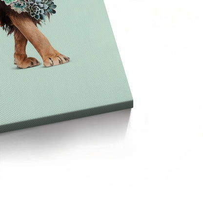 Lion with Succulent - Canvas