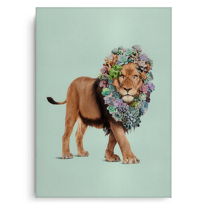 Lion with Succulent - Canvas