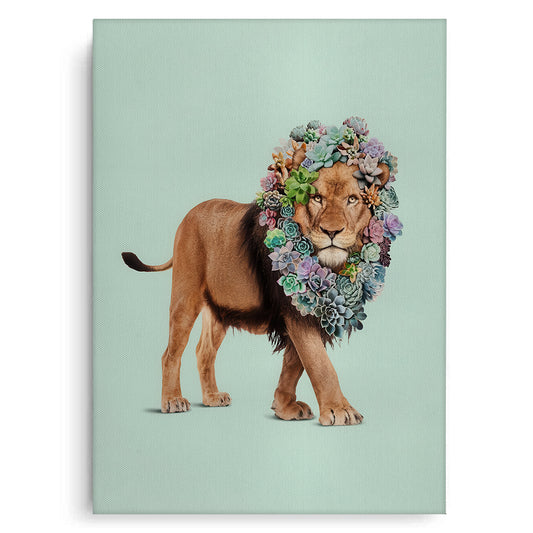 Lion with Succulent - Canvas