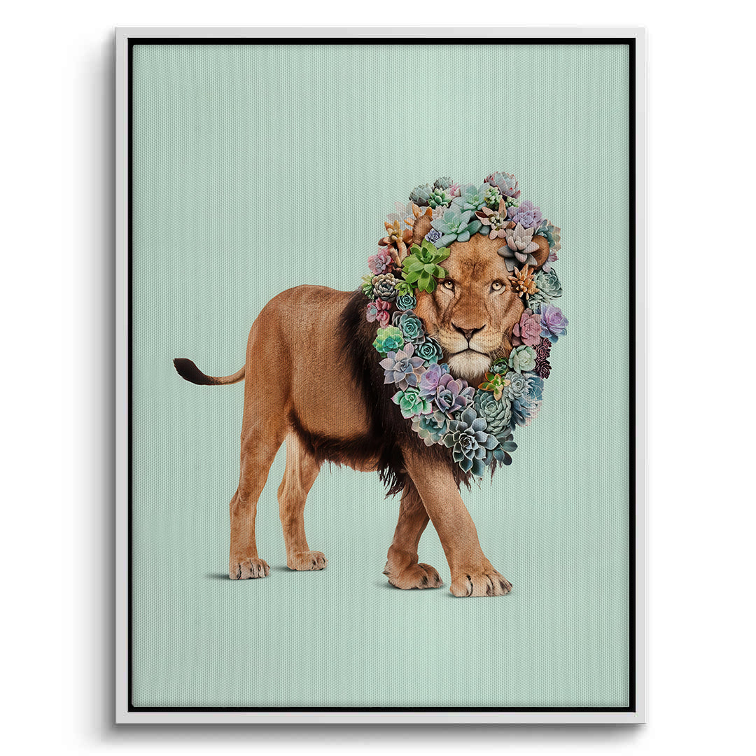 2Lion with Succulent - Canvas